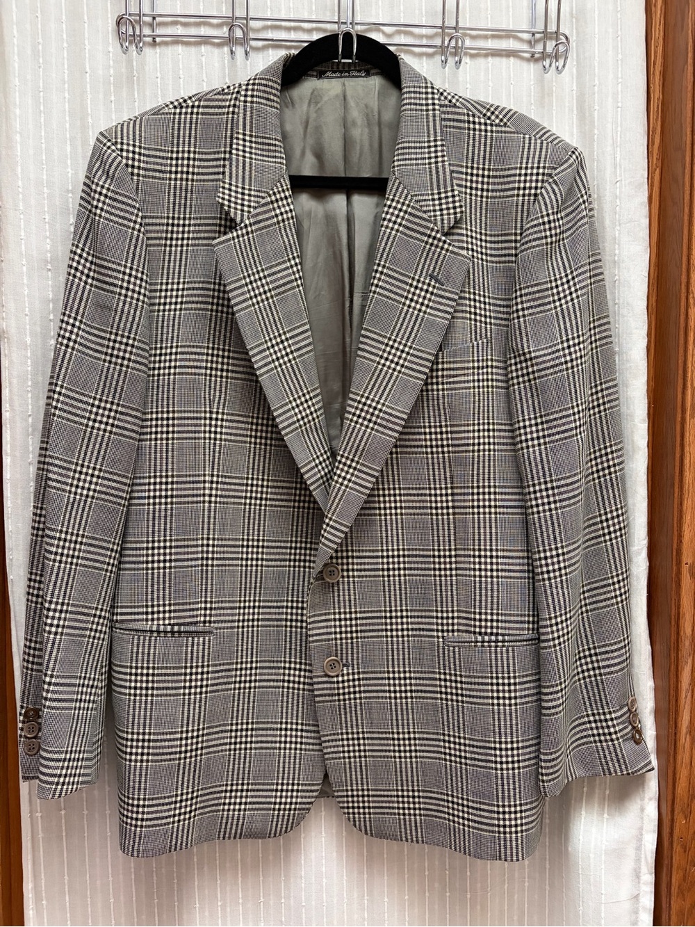 Valentino Uomo Italy Virgin Wool Glen Plaid Blazer 42R